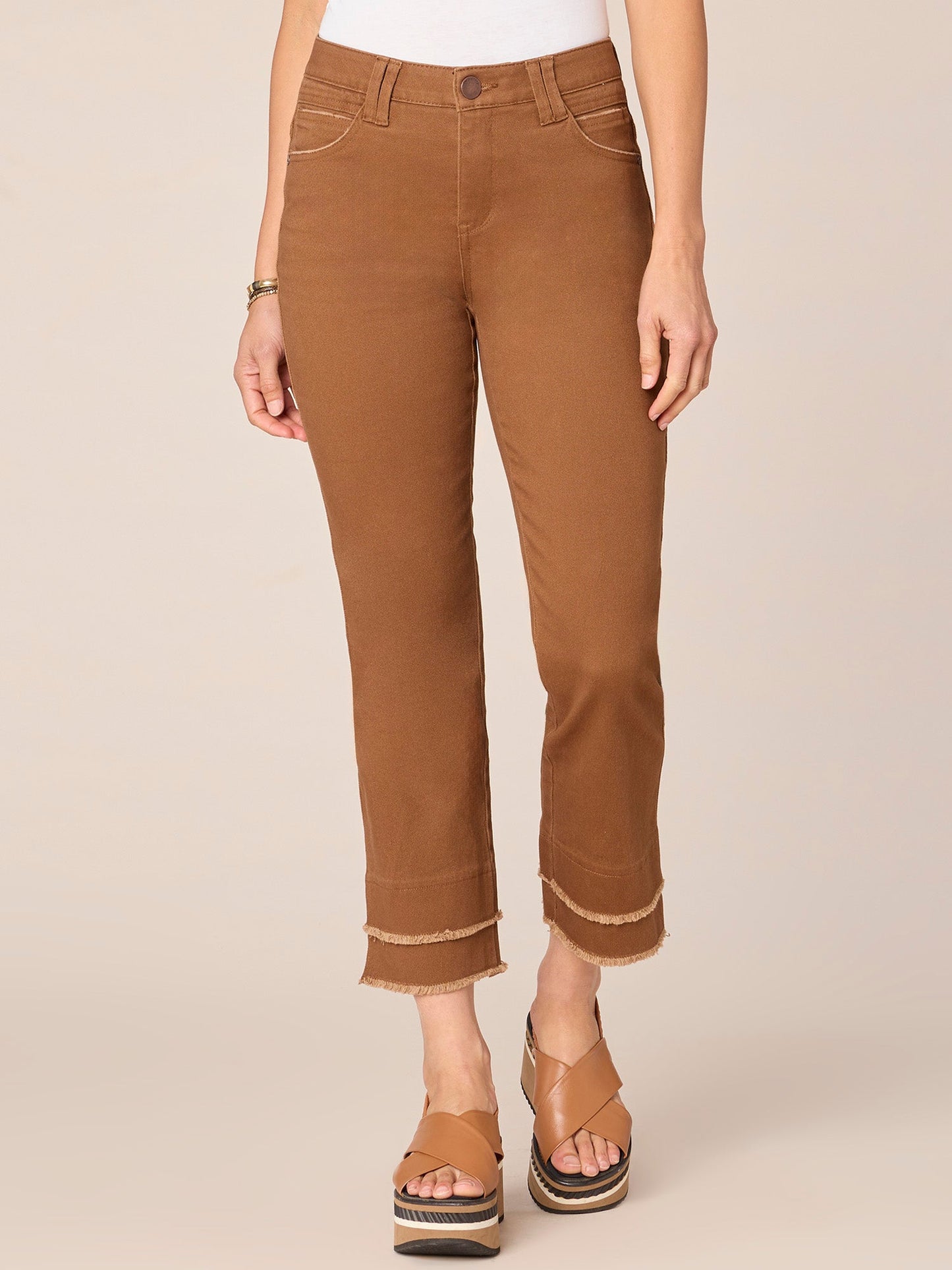 Absolution Mid-Rise Double Layer Fray Hem Kick Flare Jeans