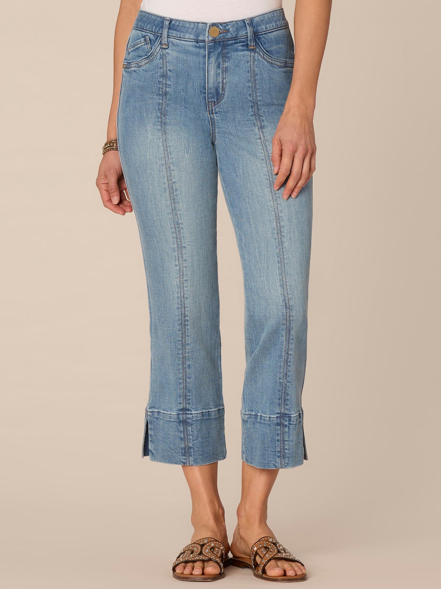 Absolution High Rise Side Slit Kick Flare Jeans with Center Seam