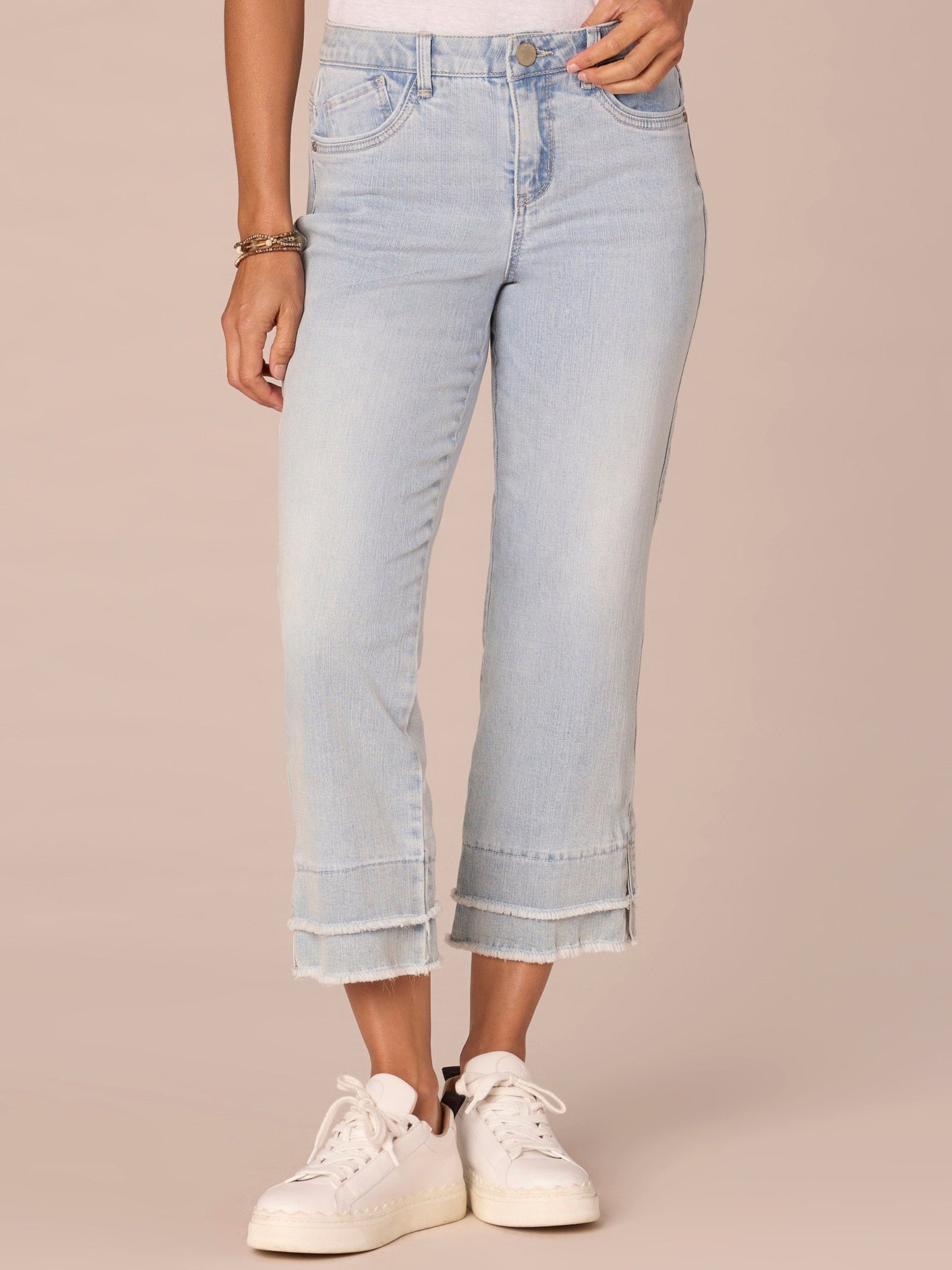 Absolution Mid-Rise Double Layer Fray Hem Flare Jeans