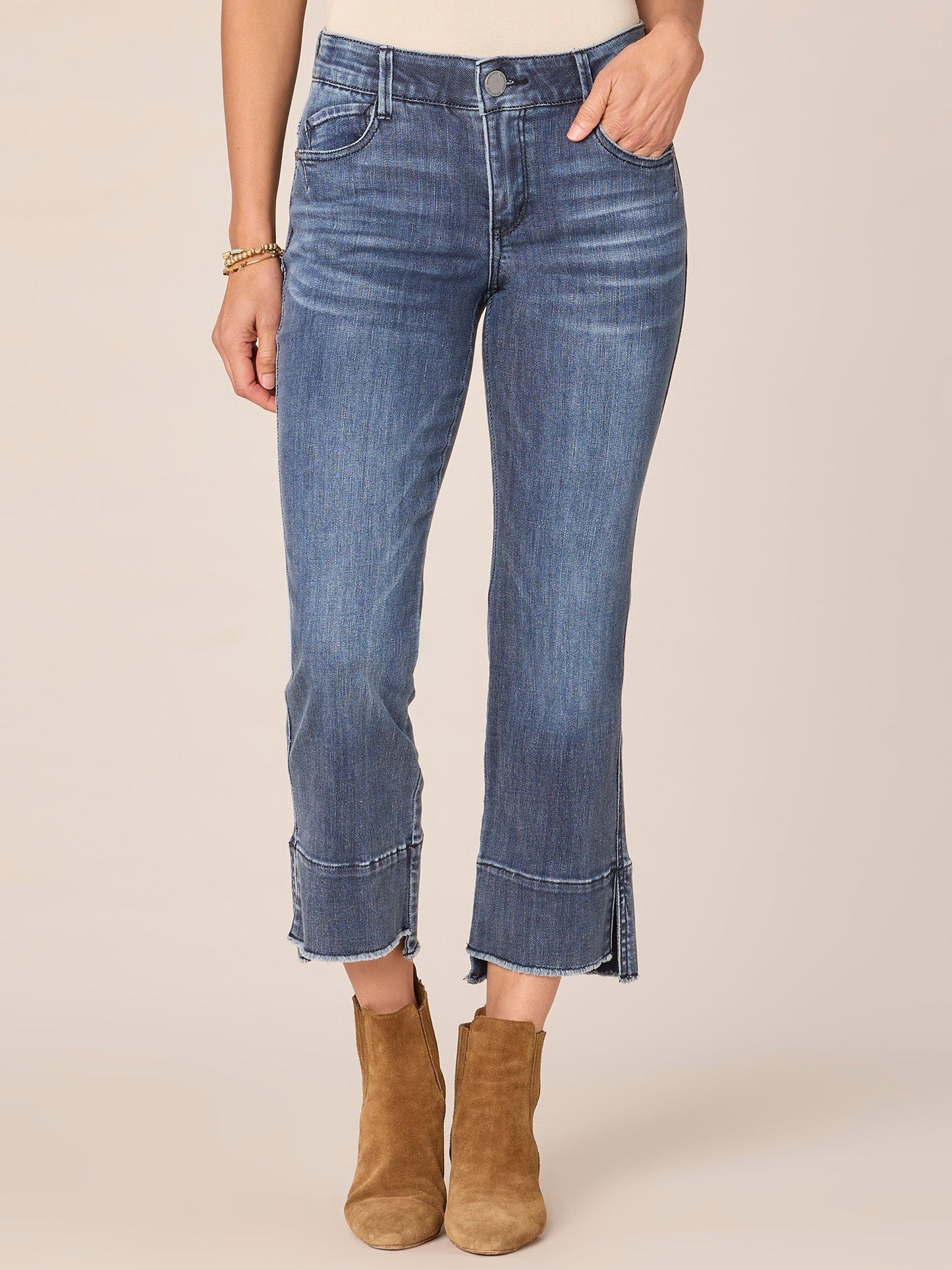 Absolution Mid-Rise Fray Hem Kick Flare Jeans