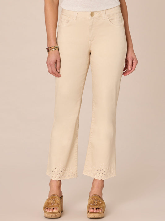 Absolution High Rise Cropped Embroidered Itty Bitty Flare Jean