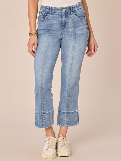 Absolution High Rise Center Seam Slit Hem Kick Flare Jeans