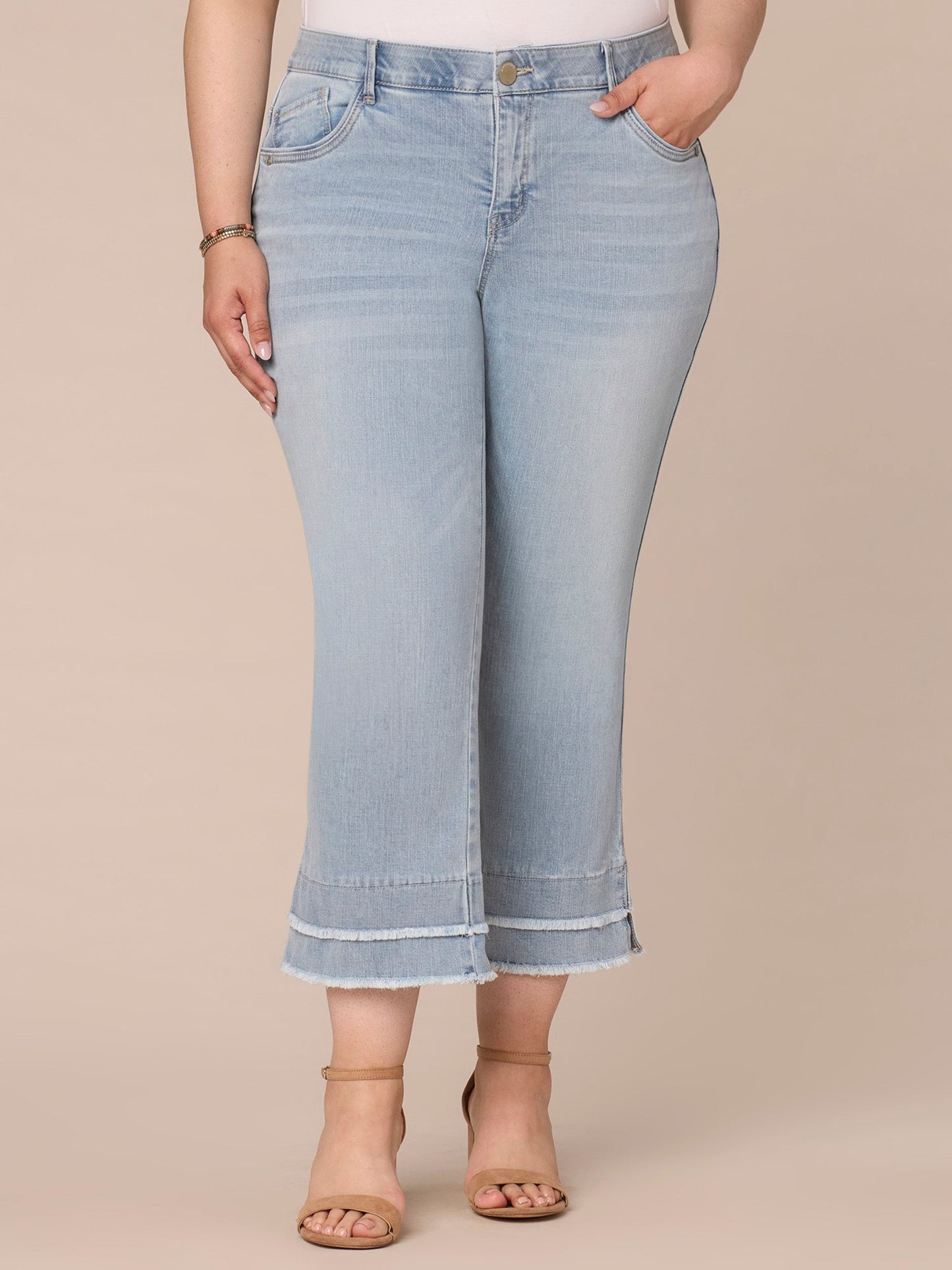 Absolution Mid-Rise Double Layer Fray Hem Flare Plus Size Jeans