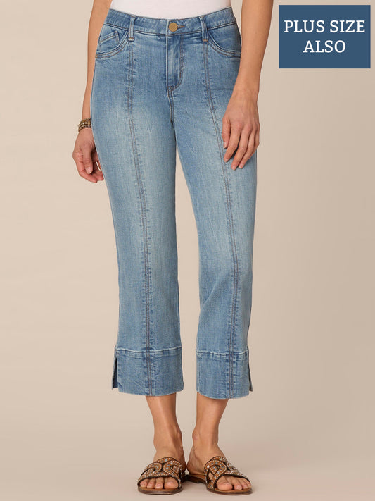 Absolution High Rise Center Seam Side Slit Plus Size Kick Flare Jean
