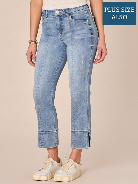 Absolution High Rise Kick Flare Plus Size Jeans with Slit Hem