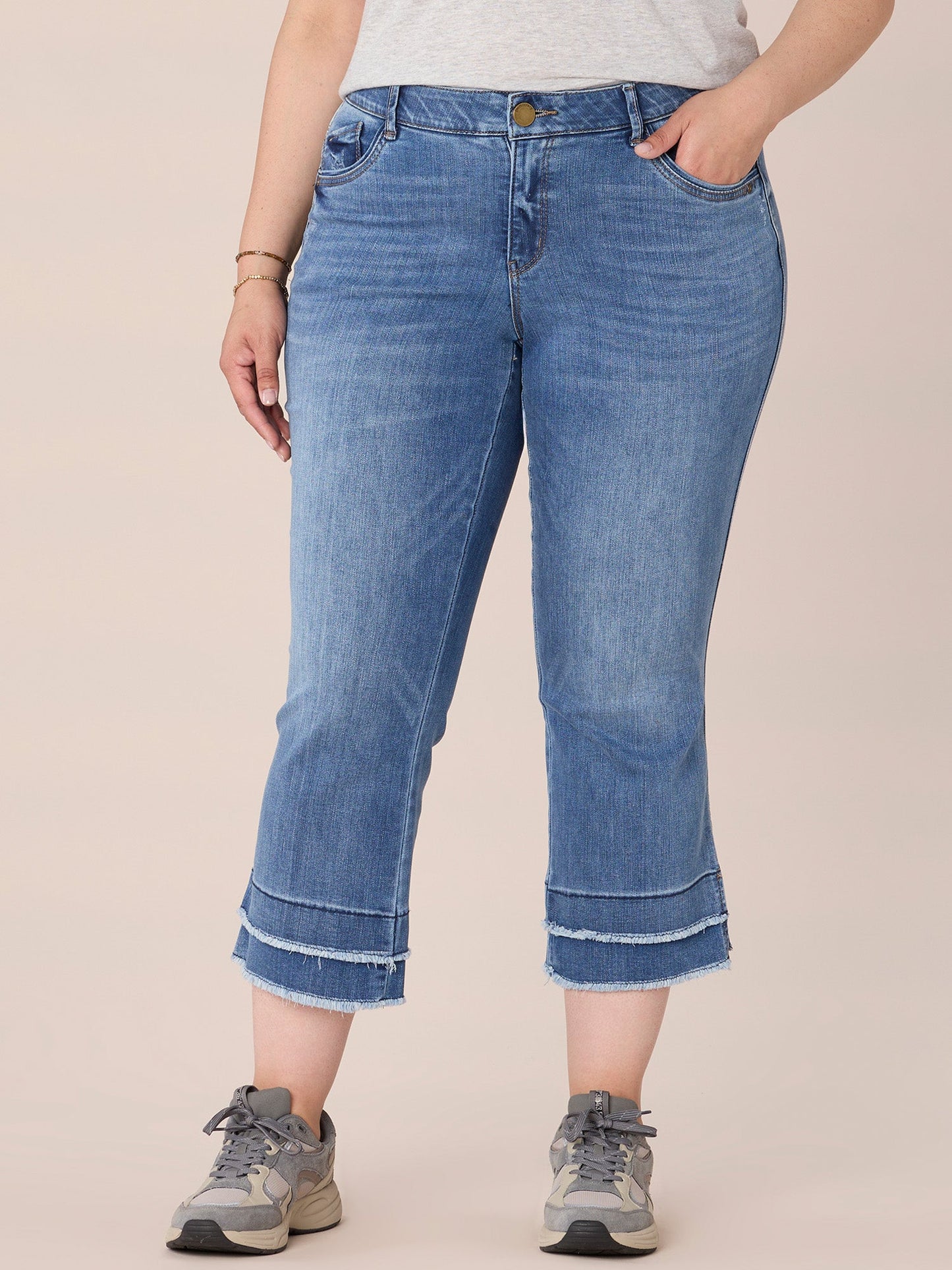 Absolution Plus Size Fray Hem Kick Flare Jean